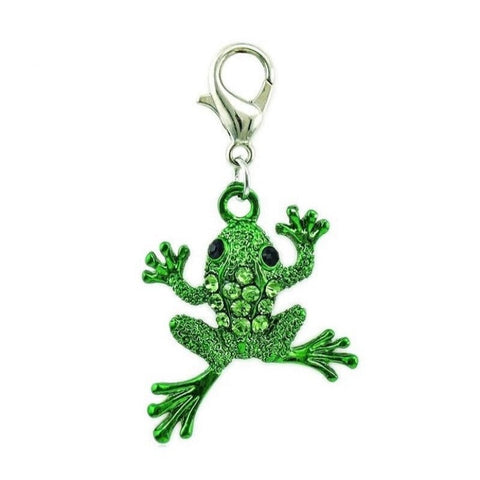 Rhinestone Frog Charm with Lobster Clasp