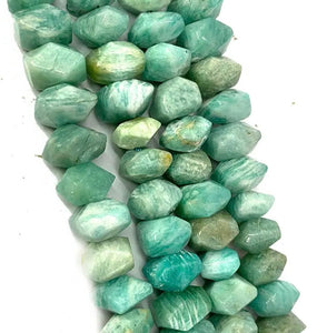Natural Amazonite Irregular Faceted Stone Beads - One Full 7" Strand Approx. 22-25 pieces - Size 8-11mm