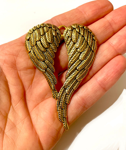 Large Wings Pendant - Antique Gold