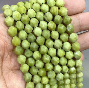Green Jasper Star Cut Beads - Size 6/8mm - One Full 14" Strand