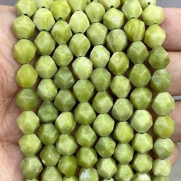 Green Jasper Star Cut Beads - Size 6/8mm - One Full 14" Strand