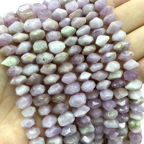 Natural Kunzite Irregular Faceted Stone Beads - One Full 7" Strand Approx. 22-25 pieces - Size 8-11mm