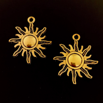 10 Sun Charms - Antique Gold
