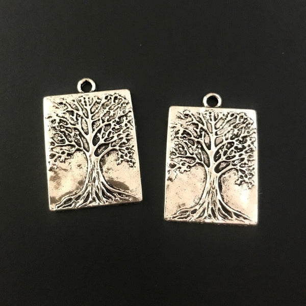 5 Tree of Life Charms - Antique Silver