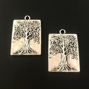 5 Tree of Life Charms - Tree of Life Pendant - Antique Silver
