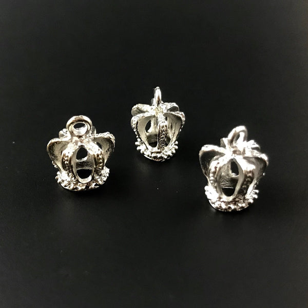 10 Crown Charms - Silver Finish