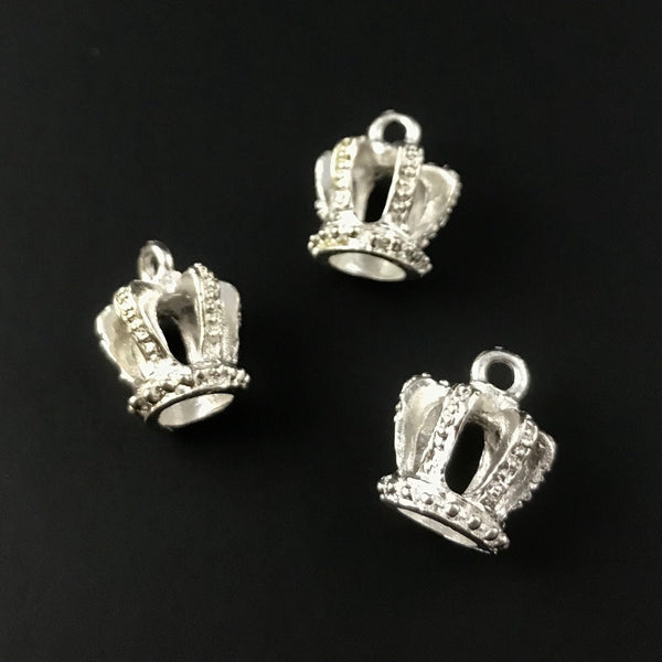 10 Crown Charms - Silver Finish