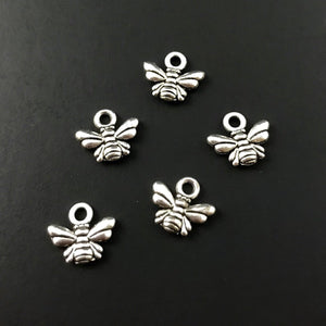 Tiny Bee Charms - Antique Silver