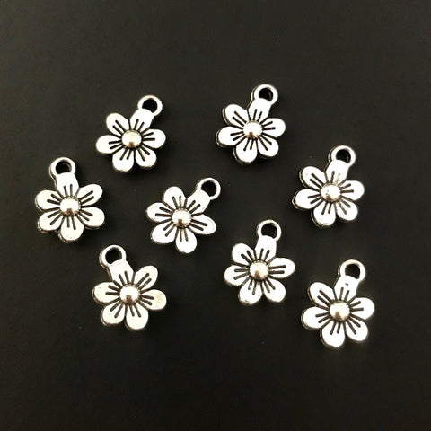 Daisy Charms - Antique Silver - Double Sided