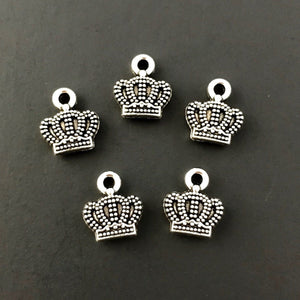 20 Crown Charms 3D - Antique Silver