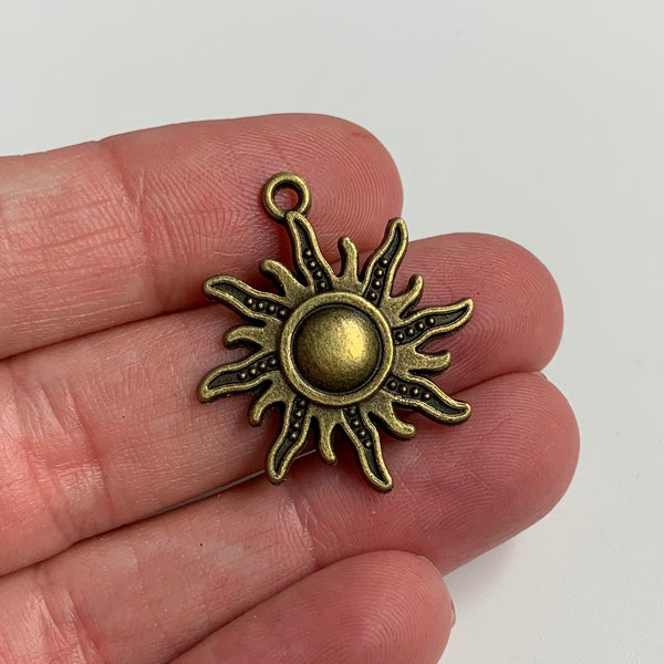 10 Sun Charms - Antique Bronze