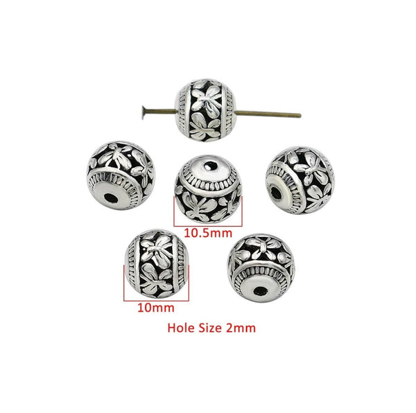 8 Spacer Beads - Beautiful Butterfly Design - Antique Silver - 11mm beads