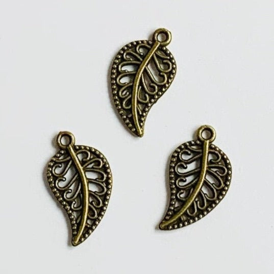 Leaf Charms - Antique Bronze - Double Sided