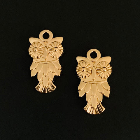 5 Owl Charms - Gold Finish