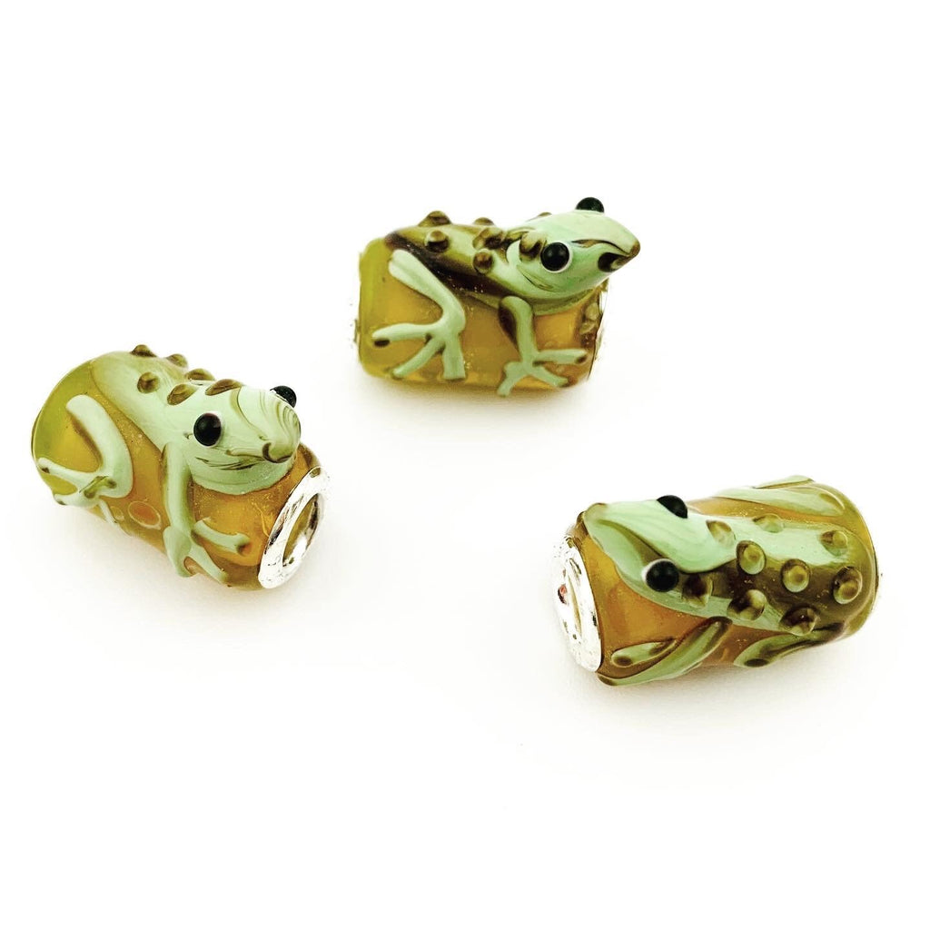 Frog Lampwork Beads - Sterling Silver/Glass Beads - Pandora Large Hole  Glass Beads – Findings On Meadow Lane