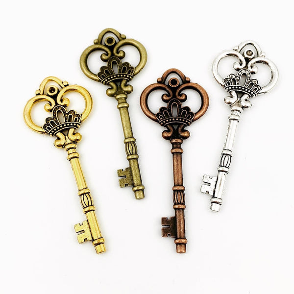Large Key Pendants - Silver, Gold, Bronze, and Copper Finish - Vintage Style Key