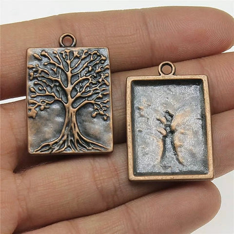 2 Tree of Life Charms - Tree of Life Pendant - Copper Finish