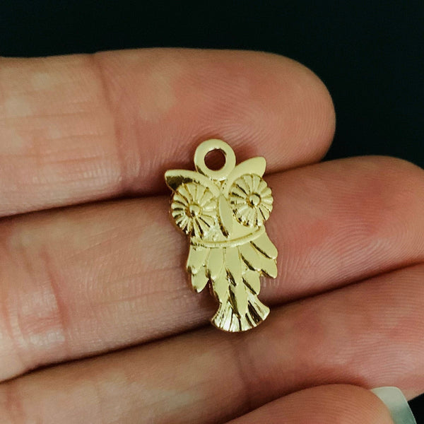 5 Owl Charms - Gold Finish
