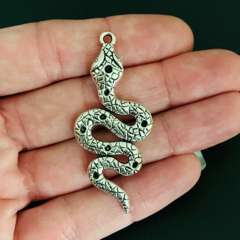 2 Snake Pendants 3D - Tibetan Silver Snake Pendant - Antique Silver