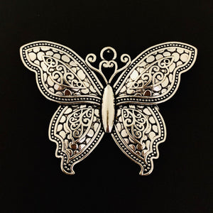 Butterfly Pendant - Antique Silver - Large