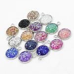 10 Druzy Charms - 12mm Silver Charm with Faux Druzy - 18 colors Available