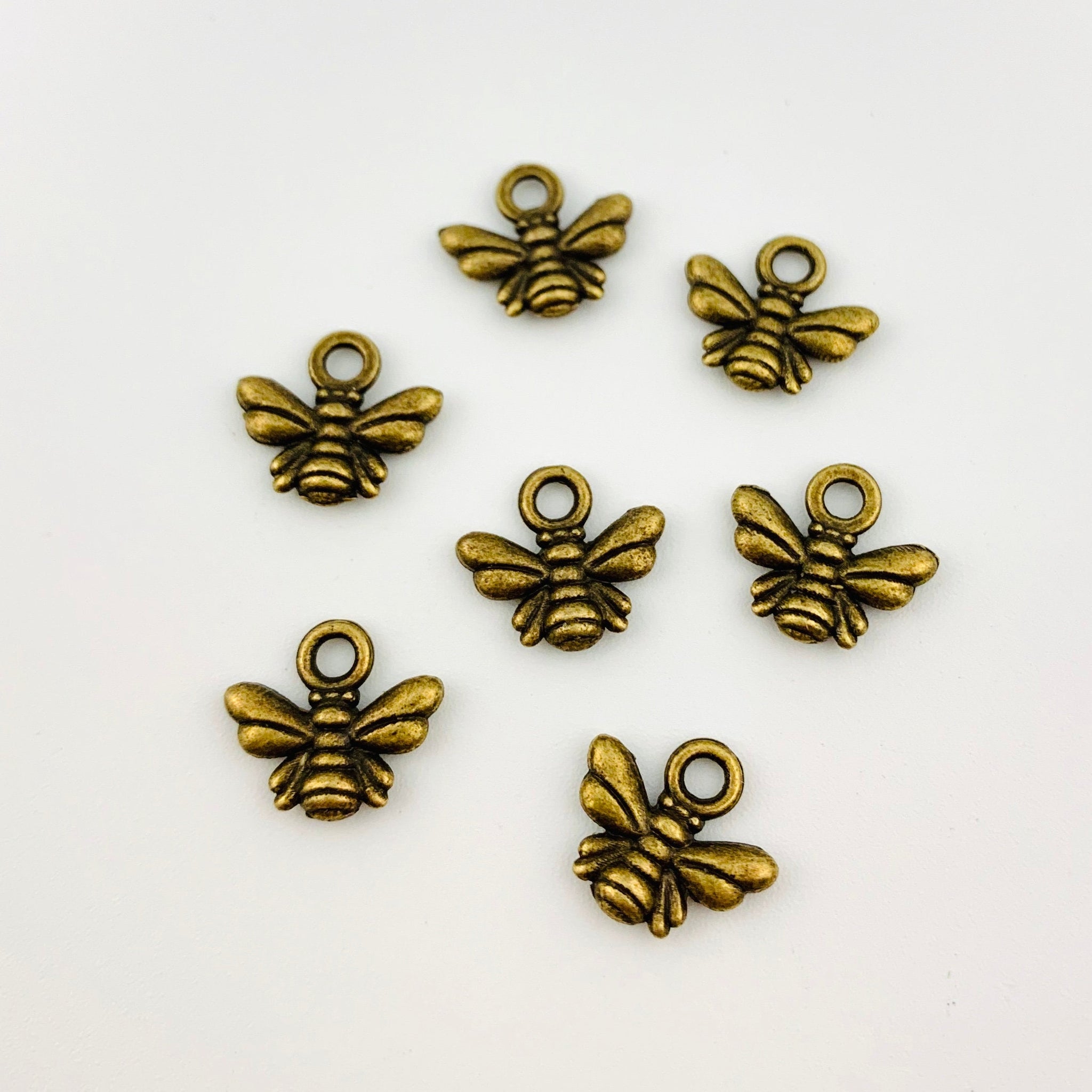 Tiny Bee Charms - Antique Bronze