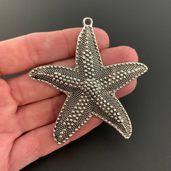 XL Starfish Pendant - Antique Silver - Beautiful Detailing
