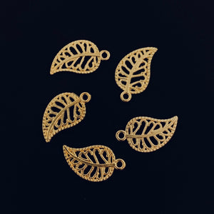 Leaf Charms - Gold Finish - Beautiful Detail Front and Back