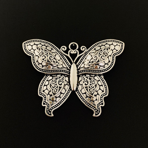 Butterfly Pendant - Antique Silver - Large