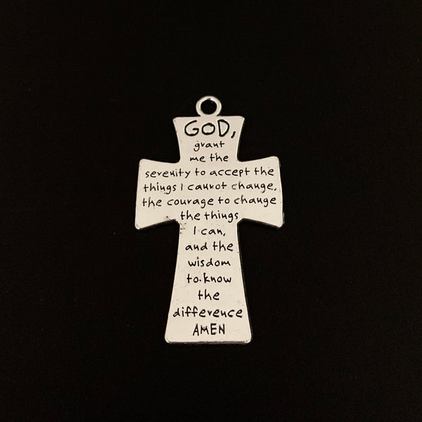 Serenity Prayer Cross Pendant - Antique Silver