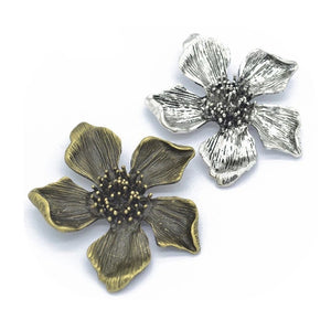 Large Flower Pendant - Antique Silver and Bronze Finishes