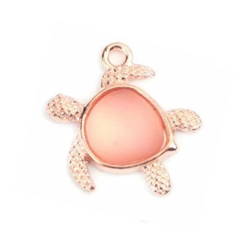Sea Turtle Charms - Rose Gold Finish with Resin Inlay - Choose Quantity
