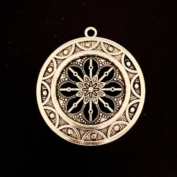 Open Flower Pendant - Antique Silver