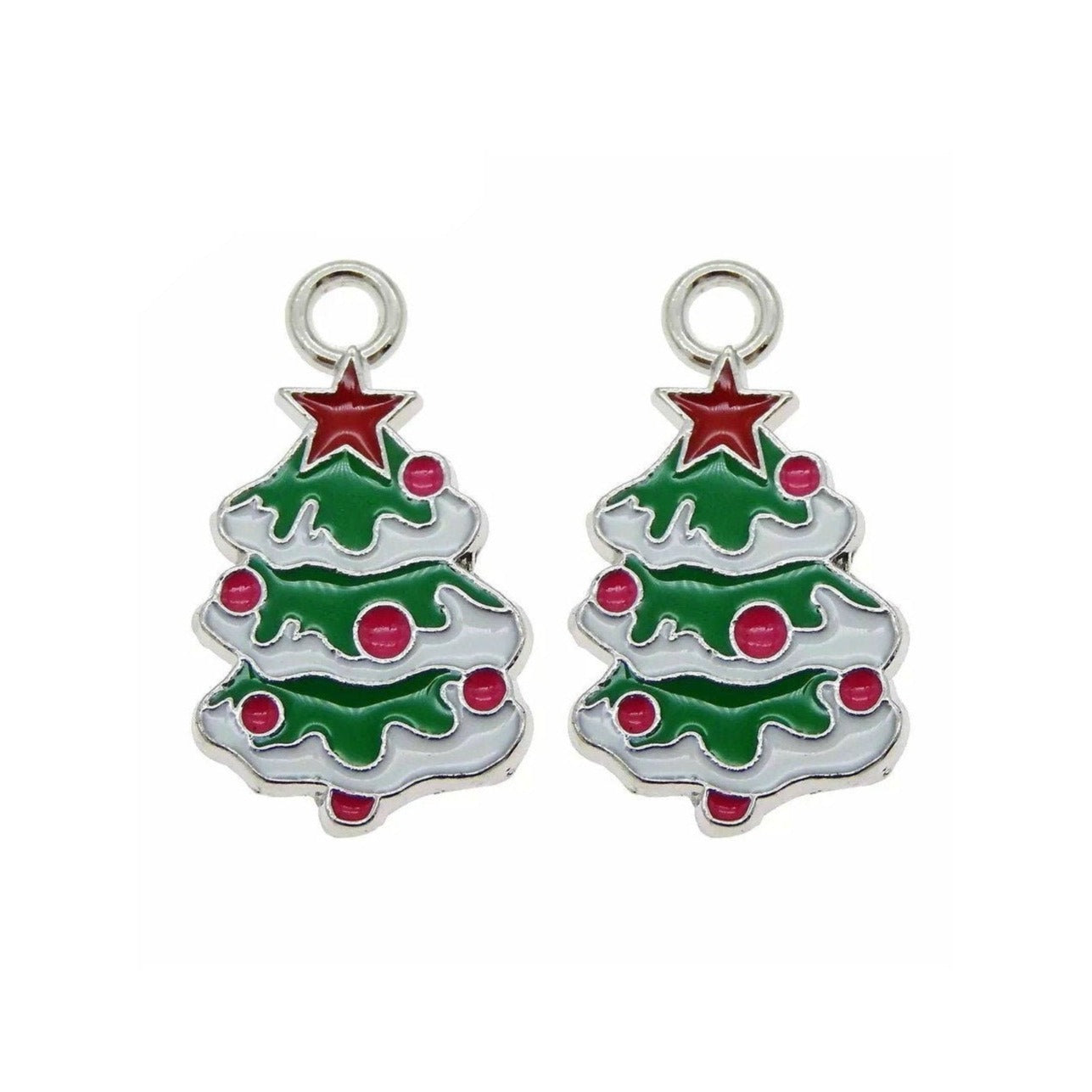 Christmas Tree Charms - Silver & Enamel