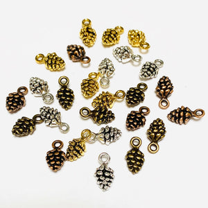 10 Pinecone Charms - 3D - Available in 4 Finishes