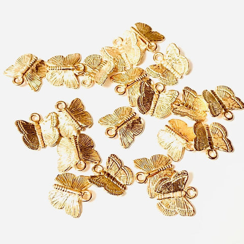 3D Gold Butterfly Charms - 18K gold plated - Light Gold Finish