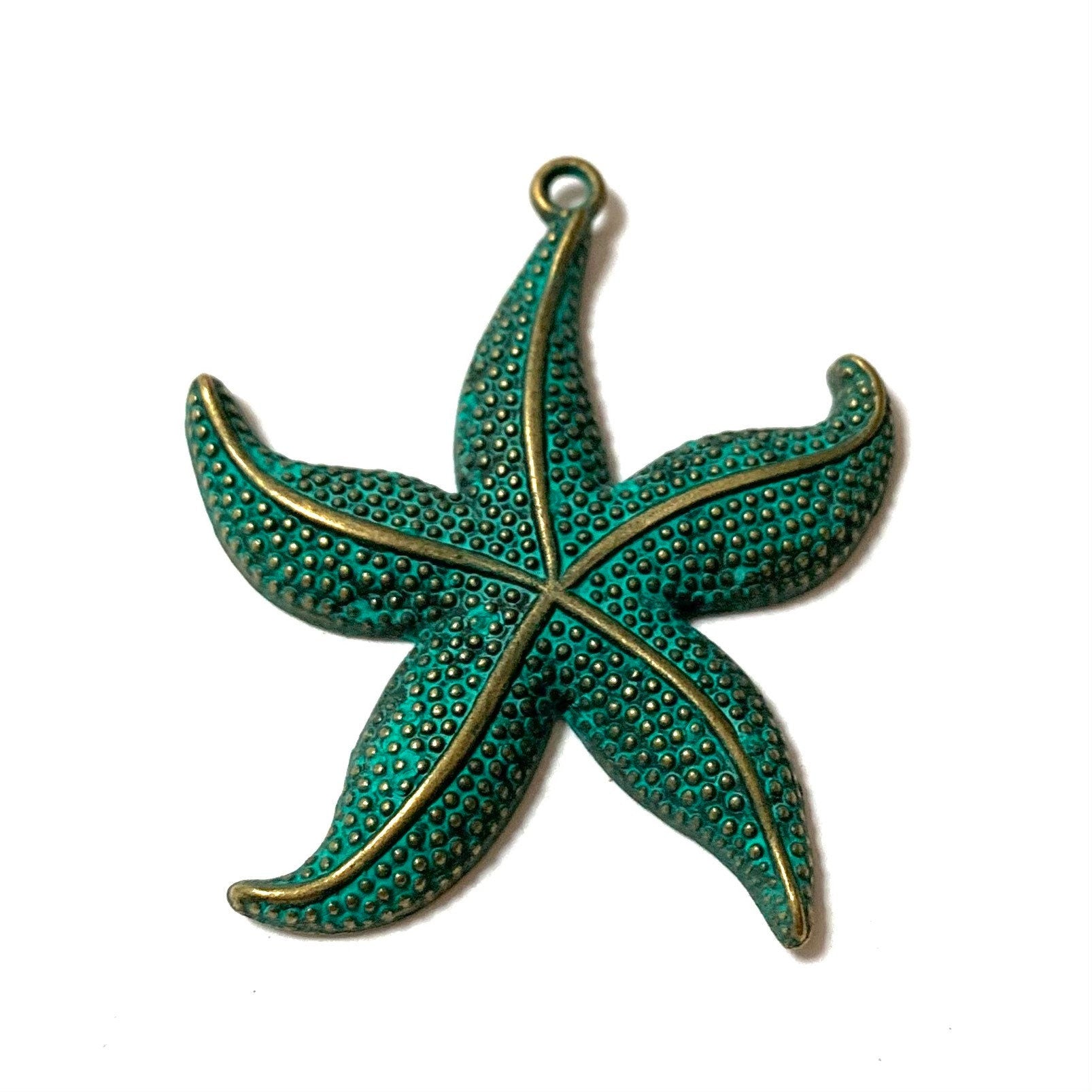 Large Starfish Pendant - Verdigris Patina Finish - Beautiful Detailing