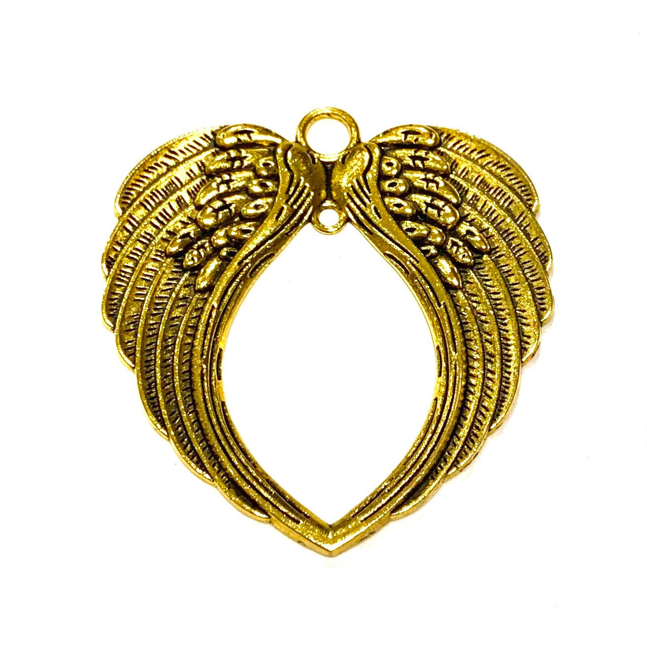 Angel Wings Connector Pendant - XL - Antique Gold