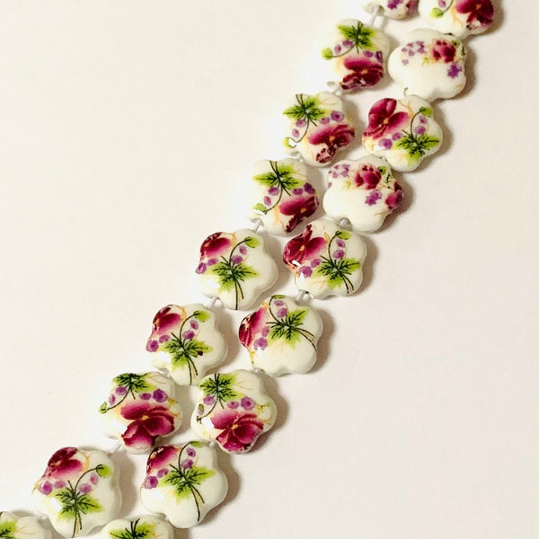 Ceramic Flower Beads -  Flower Shaped Beads - 15mm beads