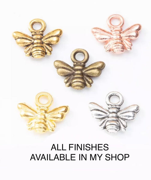 Tiny Bee Charms - Bronze Patina Finish