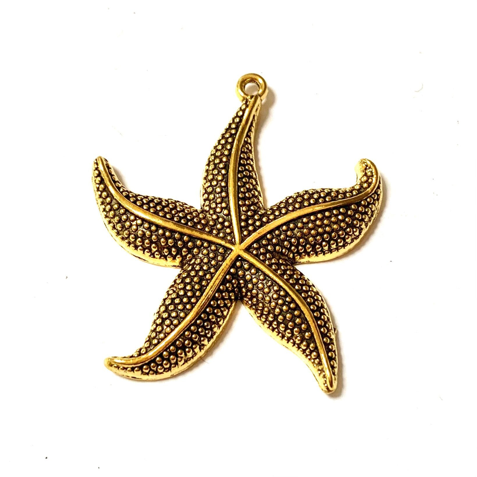 Large Starfish Pendant - Antique Gold Tone - Beautiful Detailing