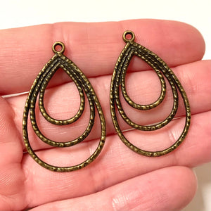 6 Earring Connectors - Antique Bronze Finish - Teardrop Earring Connectors