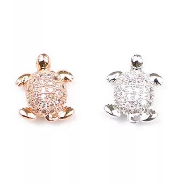CZ Micro Pave Turtle Spacer Beads - 13mm