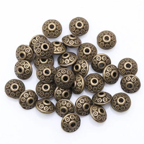 Bronze Spacer Beads - Circles Design - 6mm x 4mm
