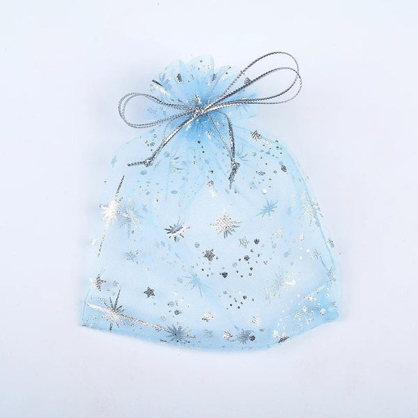 10 Star Organza Gift Bags - Jewelry Pouch - Small Party Favor Bags - 9x12cm