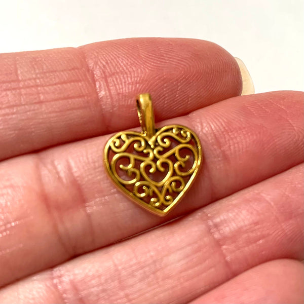 Lovely Heart Charms - Gold Finish