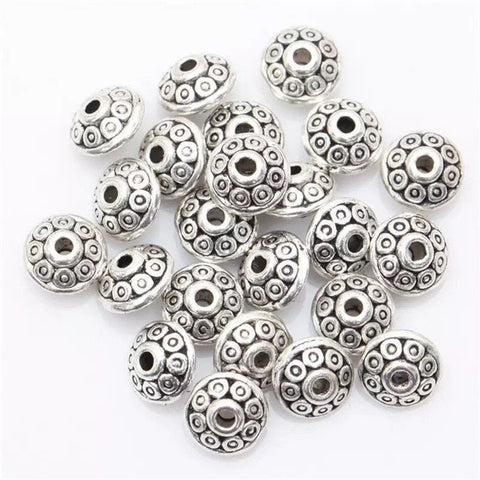 Silver Spacer Beads - Circles Design - 6mm x 4mm