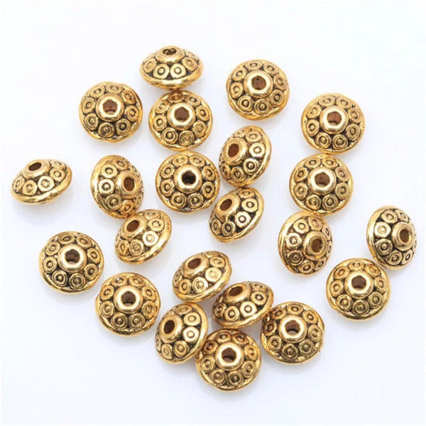 Gold Spacer Beads - Circles Design - 6mm x 4mm