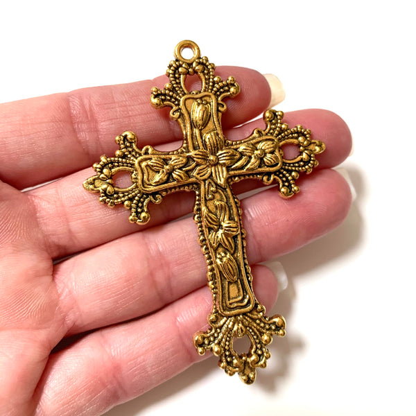 Large Cross Pendant - Antique Gold