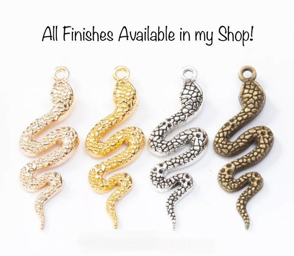 3D Snake Charms - Gold Finish